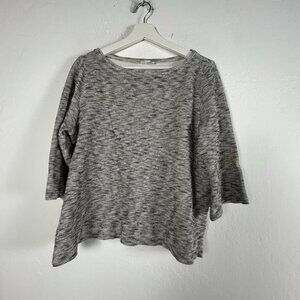 J. Jill Pure Jill Womens Marled Gray 3/4 Sleeve Top Large Boat Neck Pullover